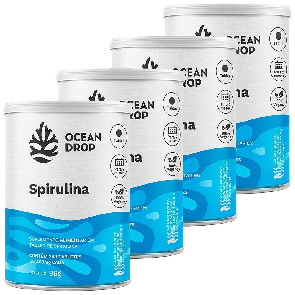 KIT 4X SPIRULINA 240 TABLETES OCEAN DROP