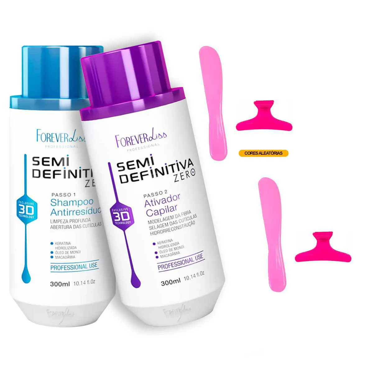 KIT SEMI DEFINITIVA FOREVER LISS 300ML ORIGINAL+2 ESPáTULAS/2 PRESILHAS