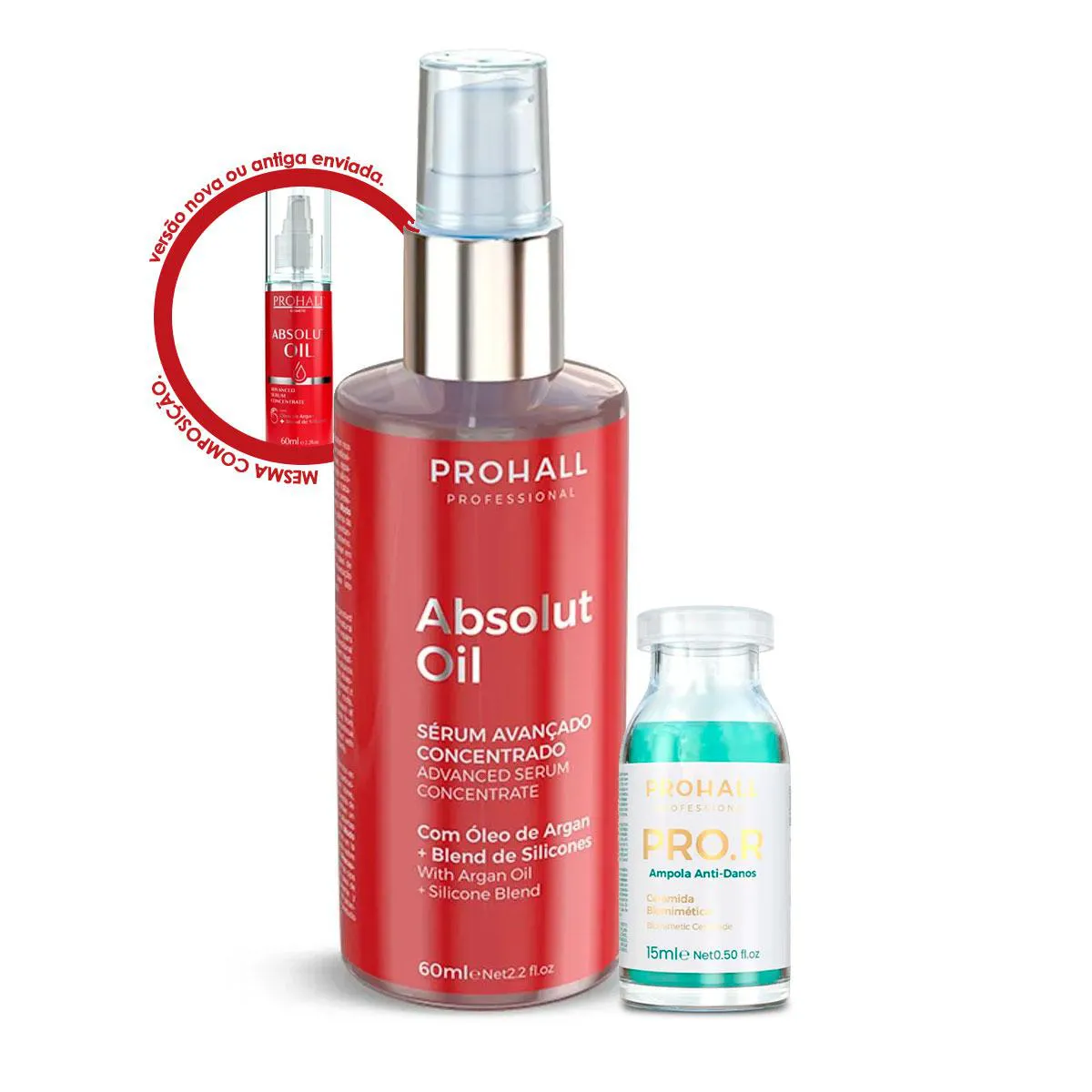 PROHALL SéRUM ABSOLUT OIL 60ML + AMPOLA RECONSTRUçãO PRO.R