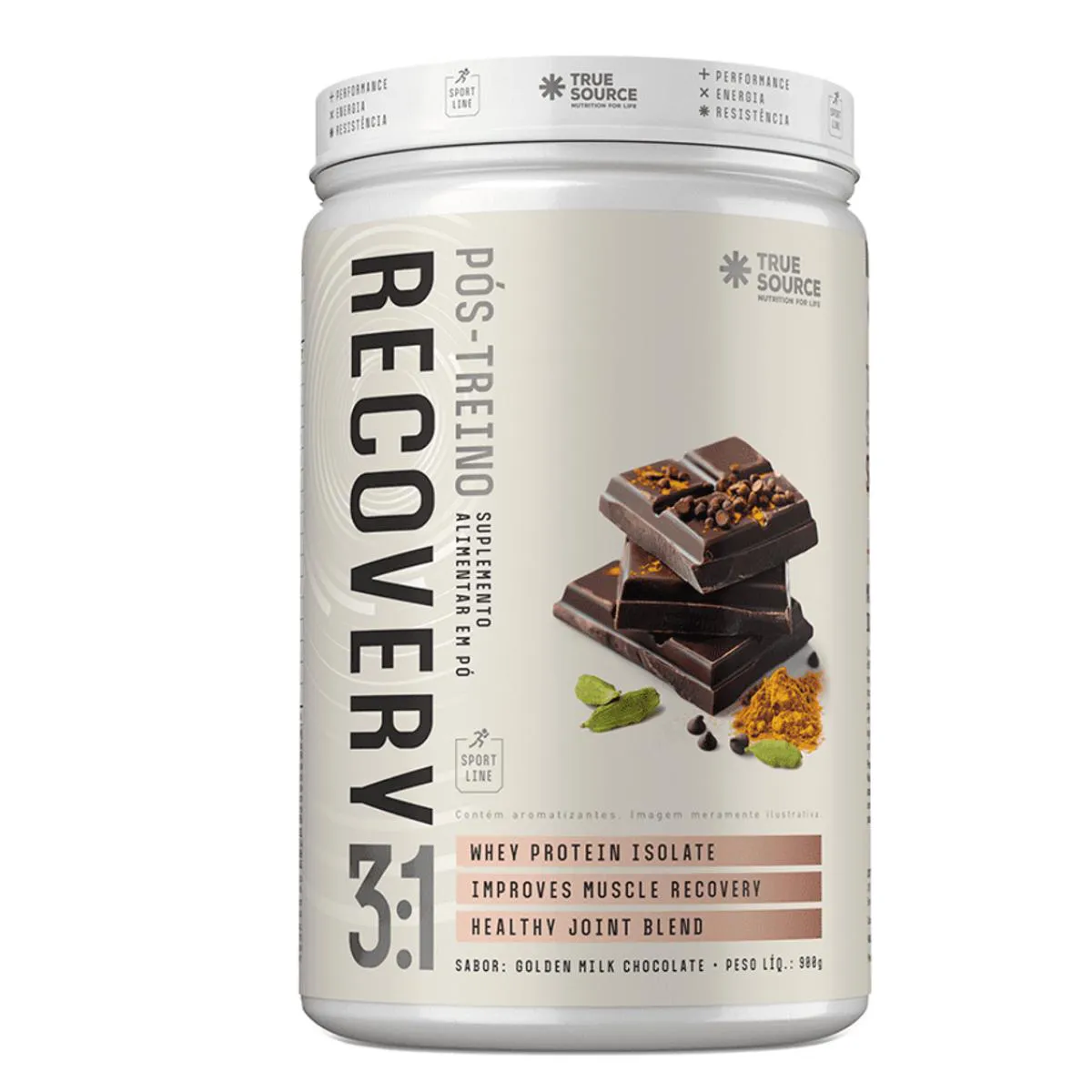 PóS TREINO RECOVERY 3:1 VEGAN TRUE SOURCE GOLDEN MILK CHOCOLATE 900G