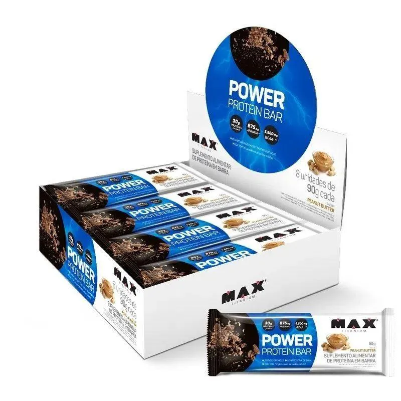 POWER PROTEIN BAR CAIXA COM 8 UNIDADES (720G) - SABOR: PEANUT BUTTER