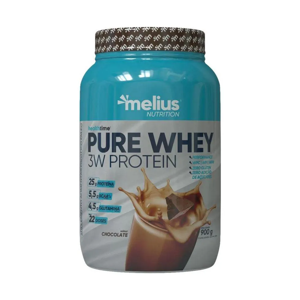 PURE WHEY 3W PROTEIN (900G) - SABOR: CHOCOLATE