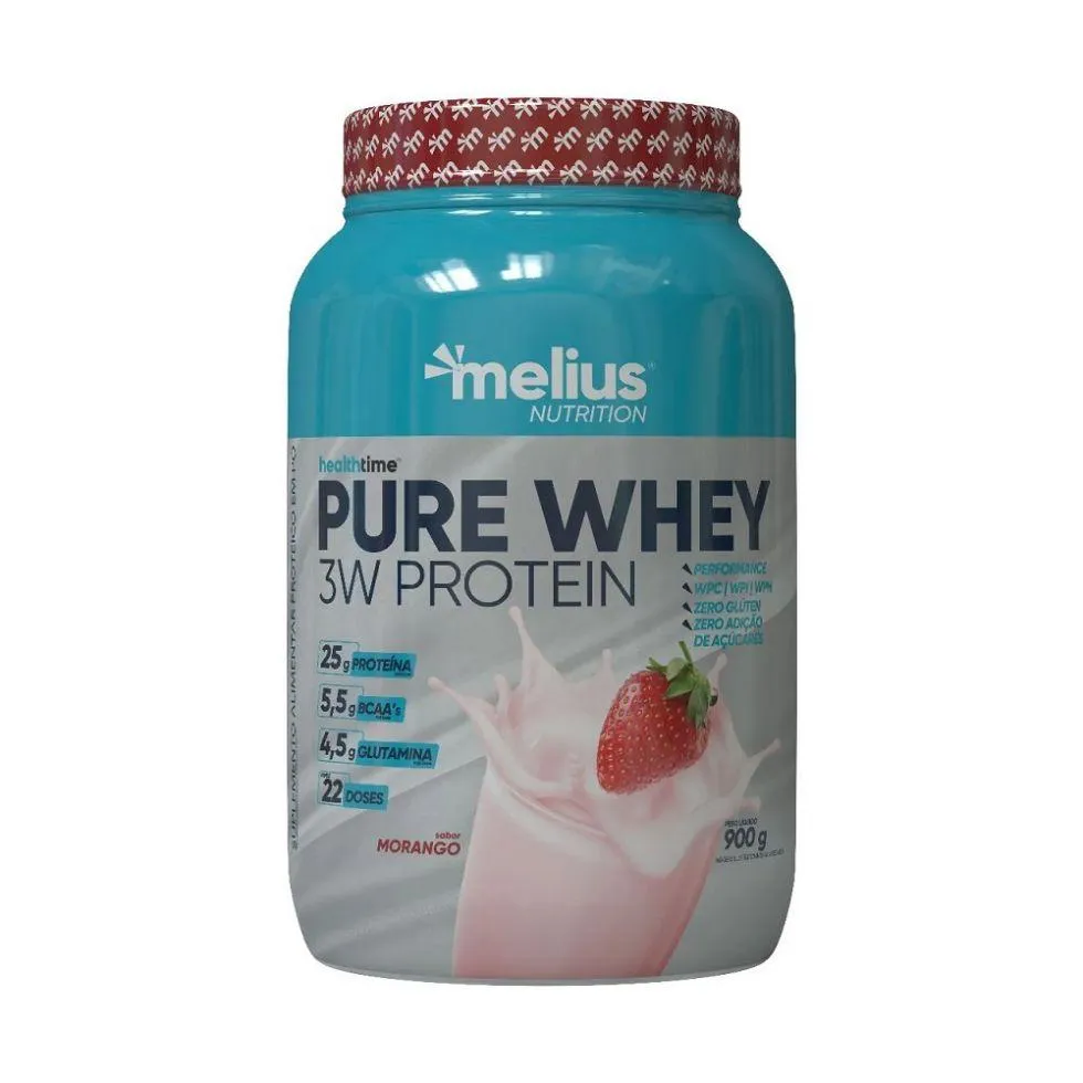 PURE WHEY 3W PROTEIN (900G) - SABOR: MORANGO