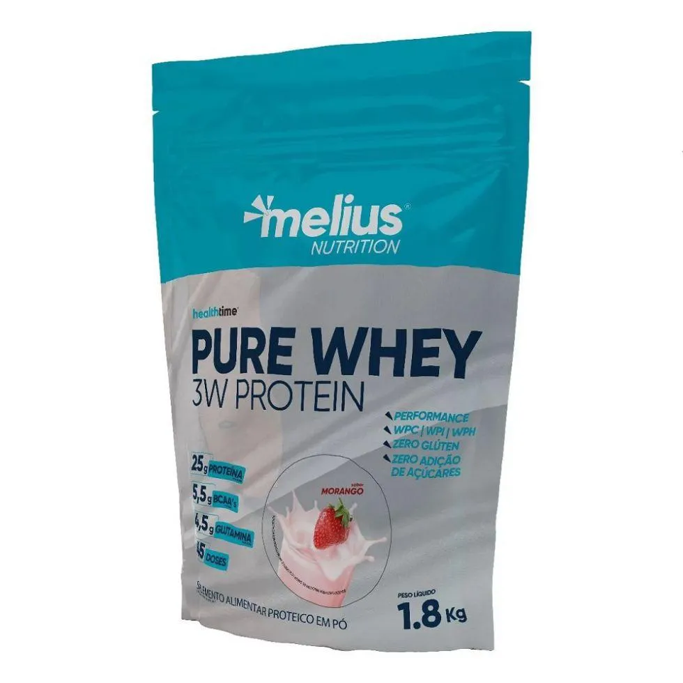 PURE WHEY 3W PROTEIN REFIL (1,8KG) - SABOR: MORANGO