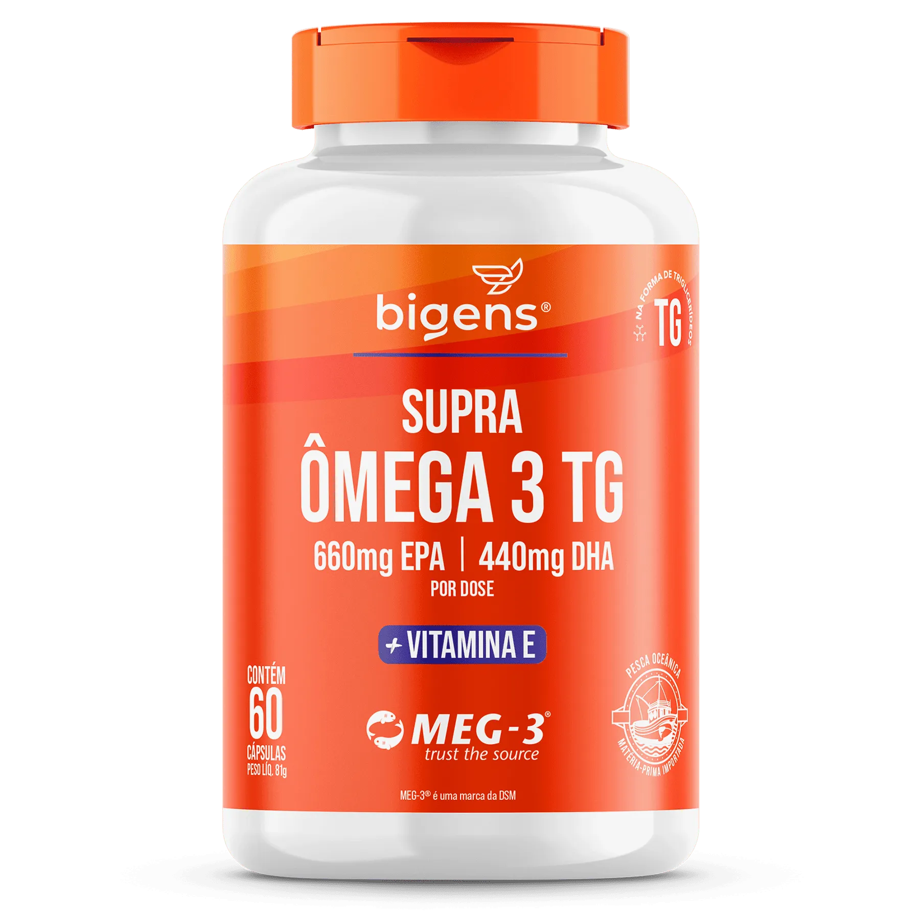 Bigens Supra Ômega 3 Tg Epa 660mg Dha 440mg Vit E 60 Cápsulas