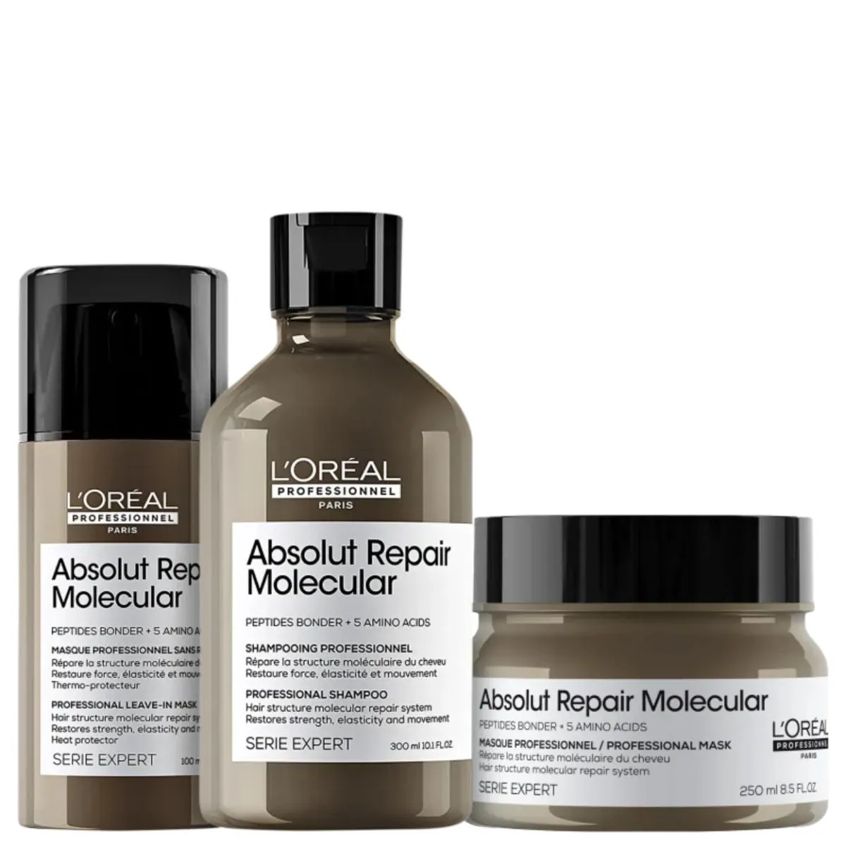 KIT L&#039ORéAL MOLECULAR SH 300ML+ MASC 250ML+ LEAVE-IN 100ML