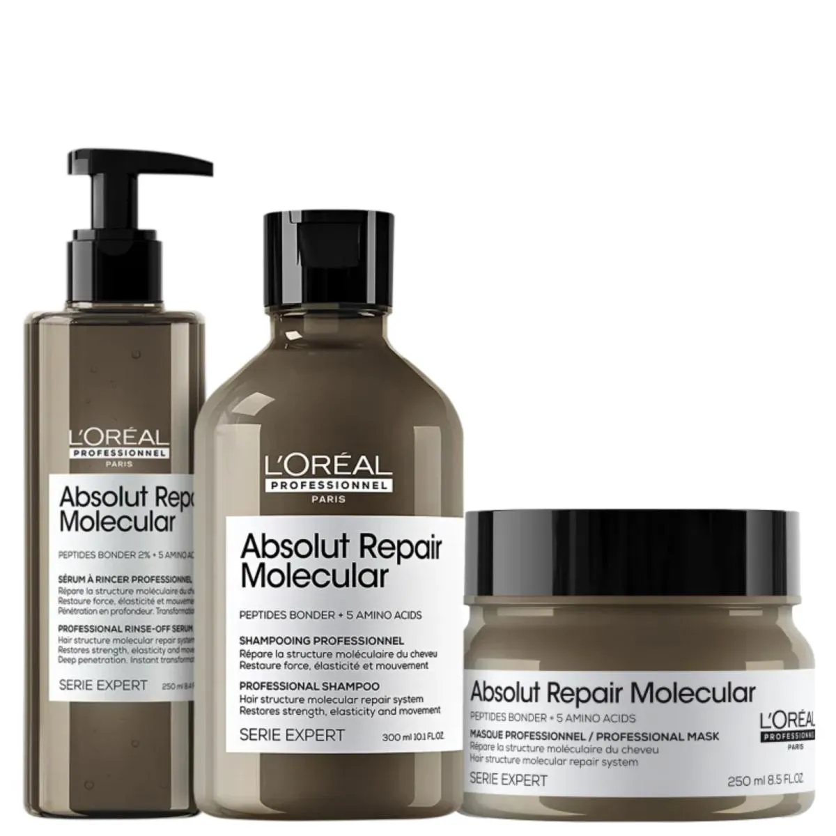 KIT L&#039ORéAL MOLECULAR SH 300ML+ SéRUM 250ML+ MáSCARA 250ML