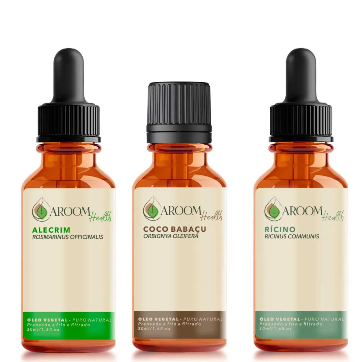 KIT TERAPIA CAPILAR ÓLEOS VEGETAIS DE ALECRIM, COCO E RíCINO - 30 ML CD.