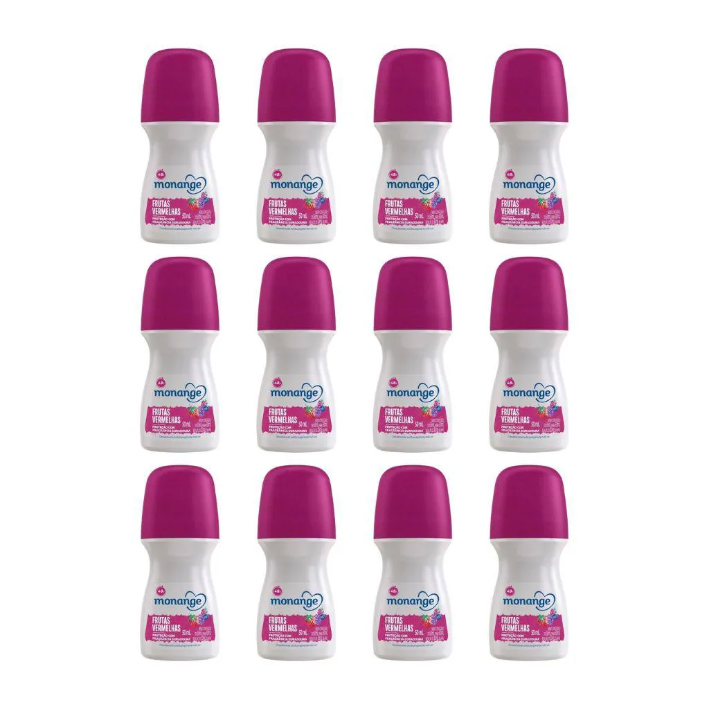 DESODORANTE ROLL-ON MONANGE 50ML FRUTAS VERMELHAS - KIT C/ 12UN