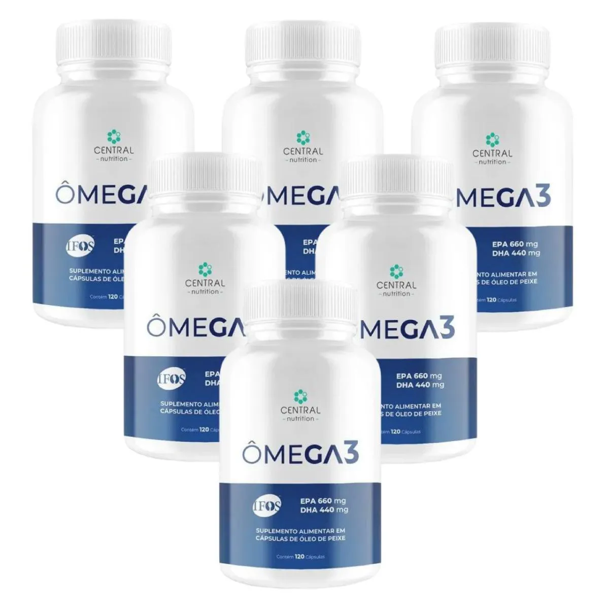 6X ÔMEGA 3 IFOS- 660 EPA- 440 DHA- 120 CAPS. CENTRAL NUTRITION SEM Sabor