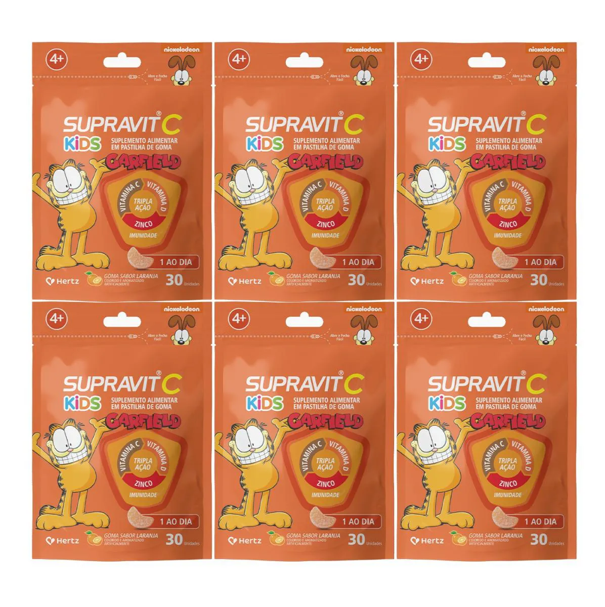 KIT 6 SUPRAVIT C KIDS SABOR LARANJA 30 GOMAS - KLEY HERTZ