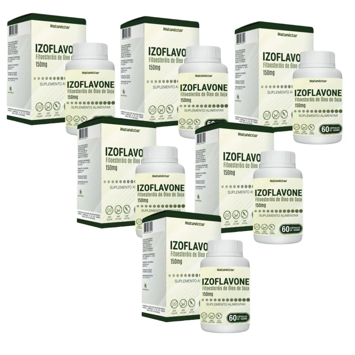 6X IZOFLAVONE FITOESTERóIS DE SOJA 150MG - 60 CáPSULAS SEM Sabor