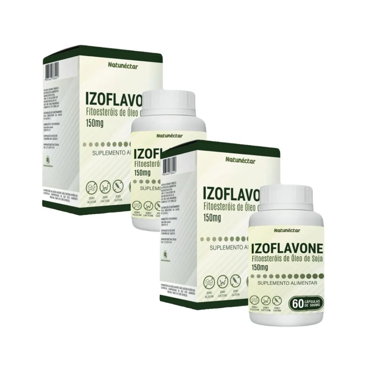 2X IZOFLAVONE FITOESTERóIS DE SOJA 150MG - 60 CáPSULAS SEM Sabor