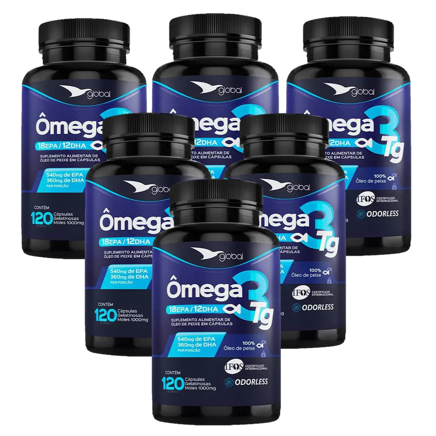 6x Ômega 3 TG -1.100mg-540mg Epa-360mg Dha- Global-120 Cáps