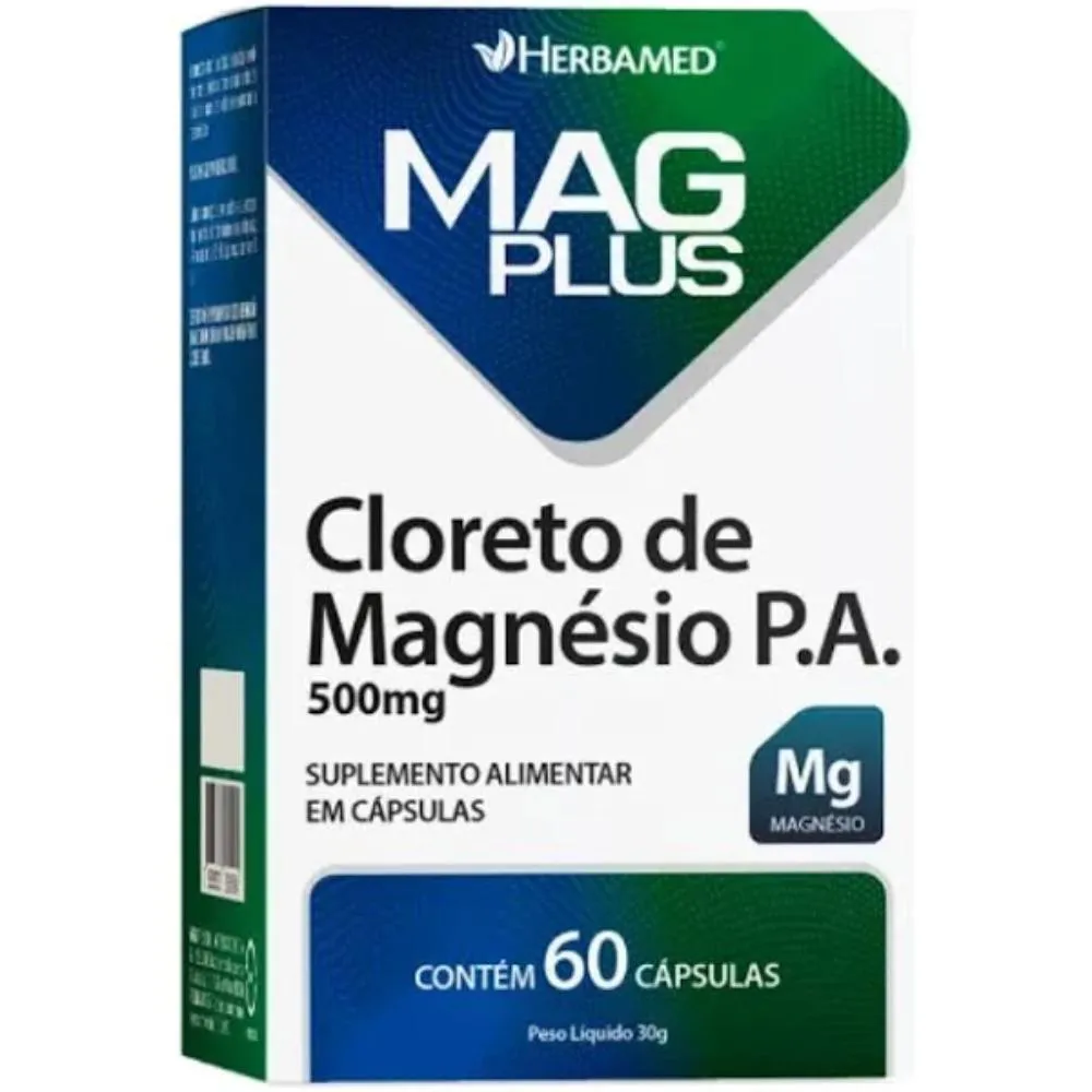 MAG PLUS CLORETO DE MAGNéSIO P.A C/60 CáPSULAS - HERBAMED