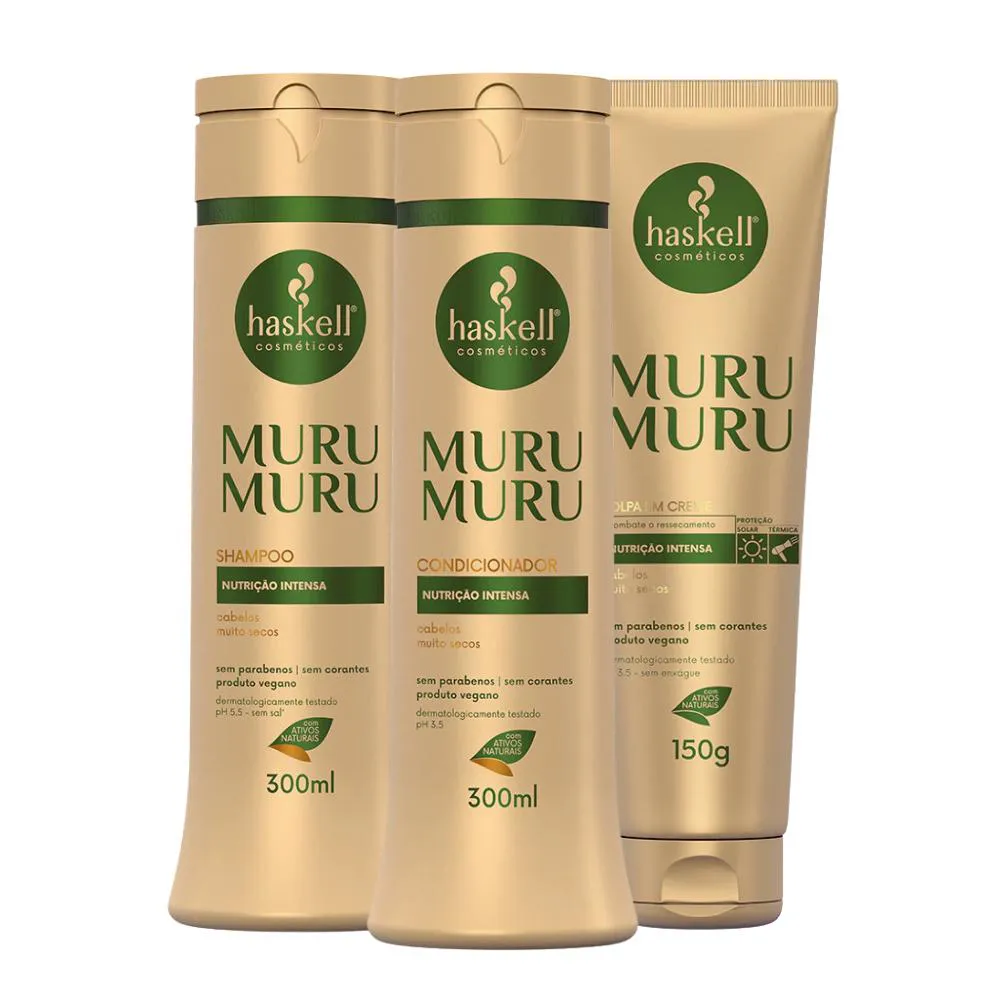 KIT HASKELL MURUMURU SHAMPOO E CONDICIONADOR 300ML + POLPA EM CREME 150G