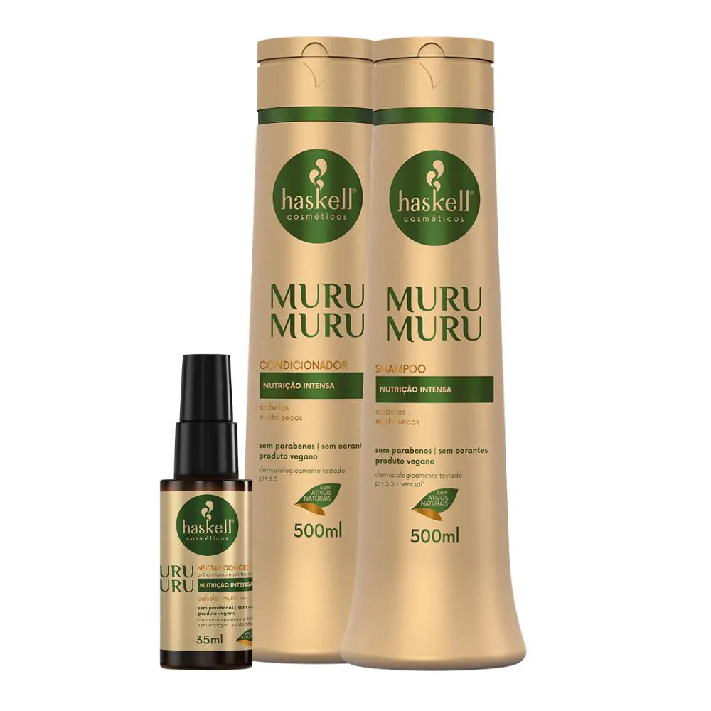 KIT HASKELL MURUMURú SHAMPOO, CONDICIONADOR E NéCTAR CONCENTRADO 35ML