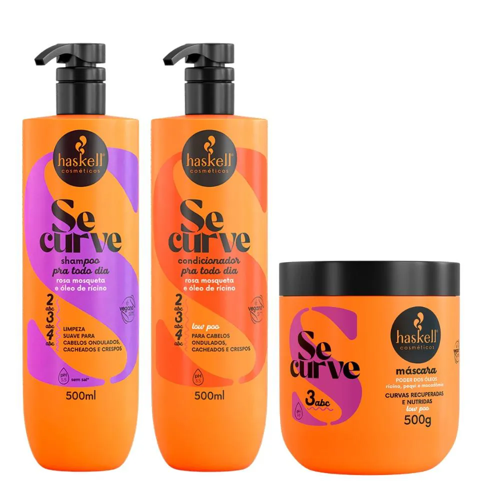 KIT SHAMPOO, CONDICIONADOR E MáSCARA HASKELL SE CURVE PODER DOS ÓLEOS 500ML/G