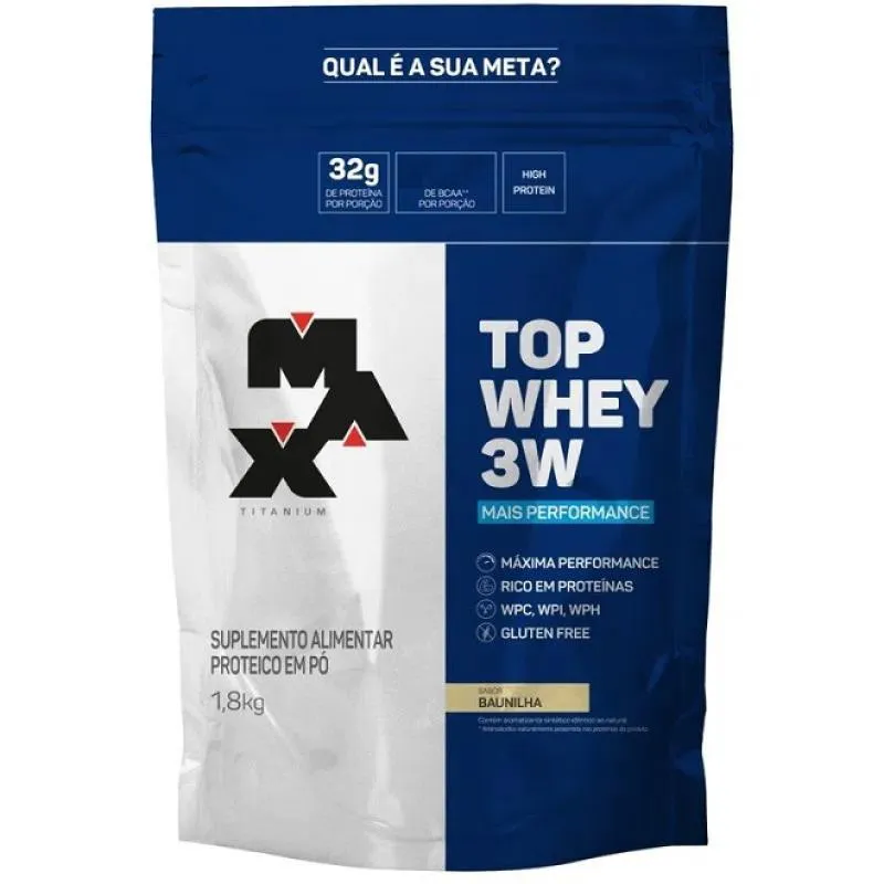 TOP WHEY 3W REFIL (1,8KG) - SABOR: MAIS PERFORMANCE - BAUNILHA