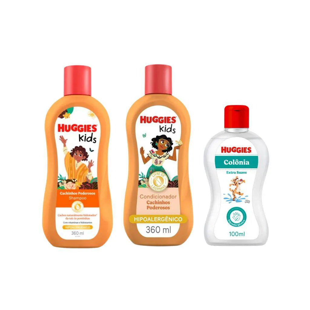 KIT HUGGIES KIDS CACHINHOS PODEROSOS - SH + COND + COLONIA