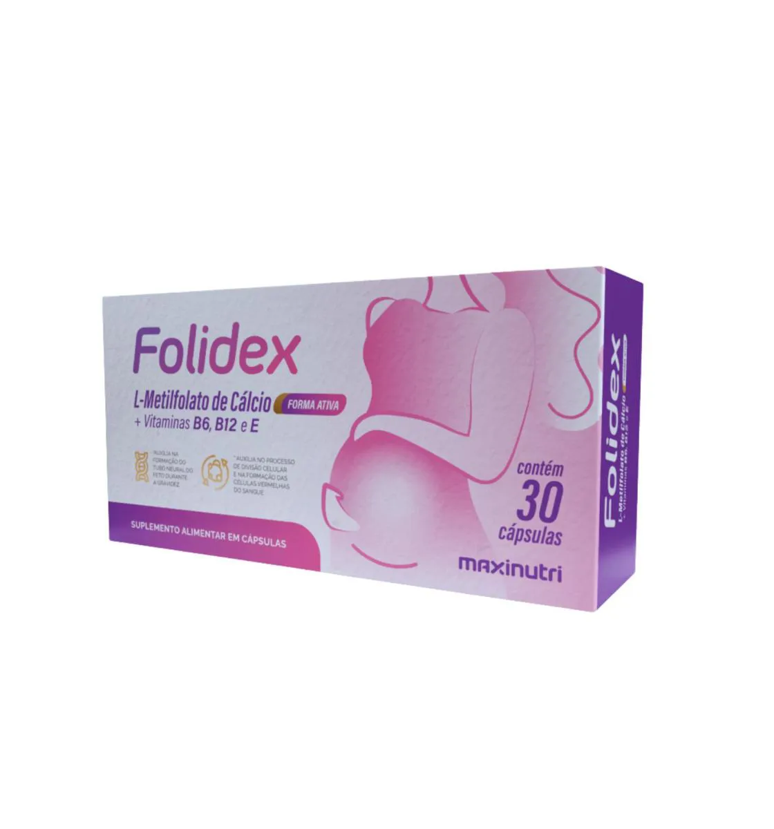 FOLIDEX L-METILFOLATO VITAMINAS B6-B12-E 30 CáPS MAXINUTRI