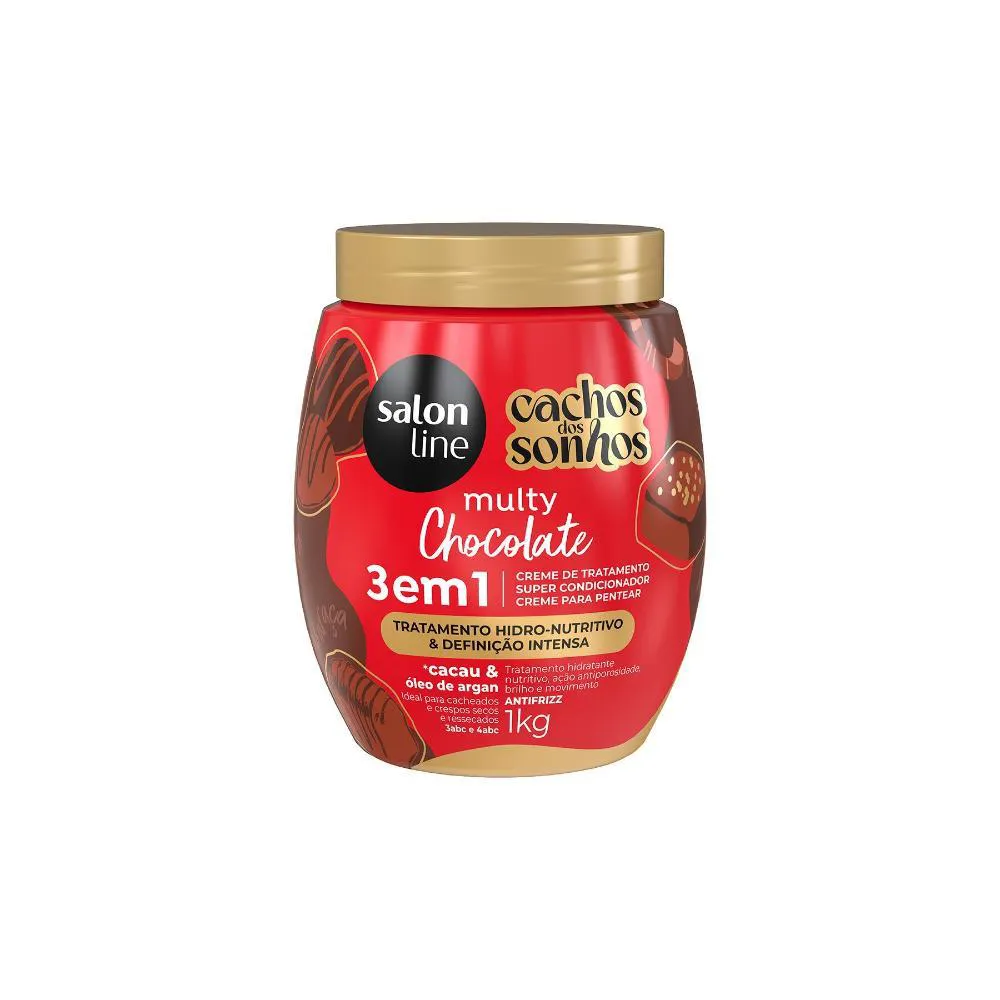 CREME DE TRATAMENTO 3 EM 1 CACHOS DOS SONHOS MULTY CHOCOLATE 1KG