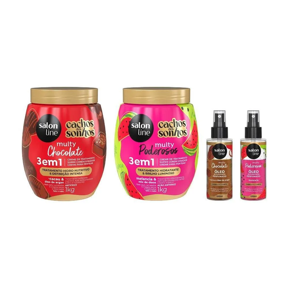 KIT DE TRATAMENTO COM CHEIRO DE CHOCOLATE E MELANCIA