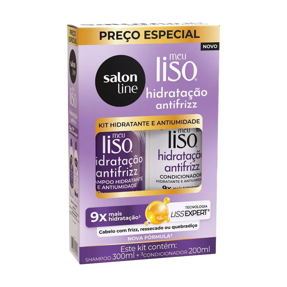 KIT SHAMPOO 300ML + CONDICIONADOR 200ML  MEU LISO ANTIFRIZZ