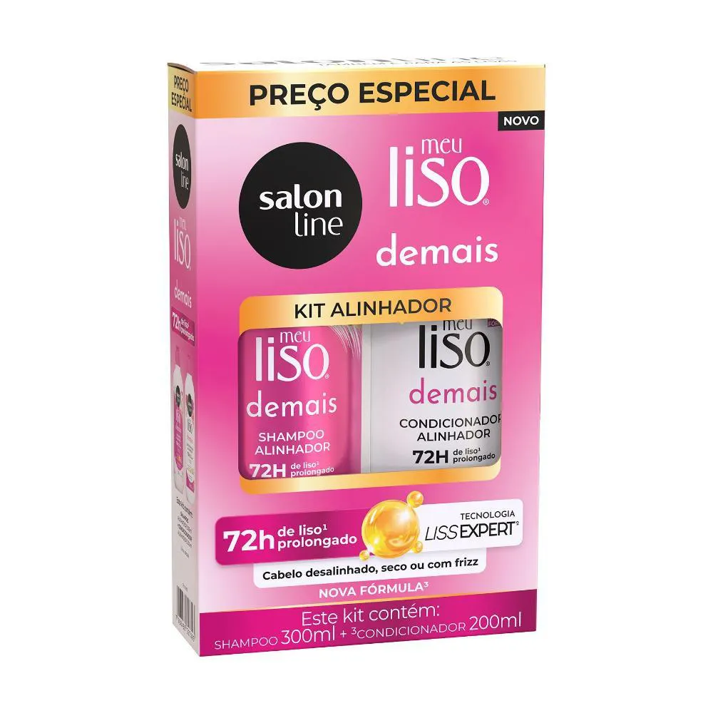 KIT SHAMPOO 300ML + CONDICIONADOR 200ML  MEU LISO DEMAIS