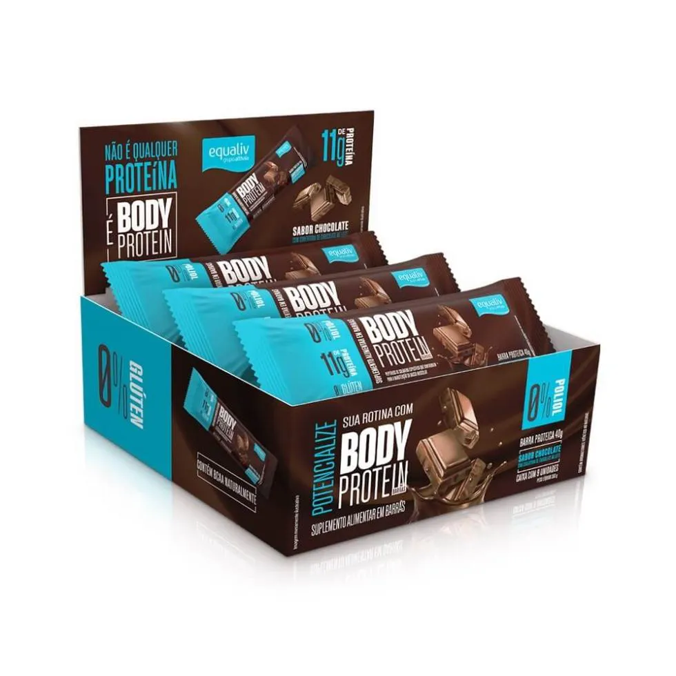 BODY PROTEIN BAR (9 UNID. 40G) - SABOR: CHOCOLATE COBERTURA CHOC. AO LEITE