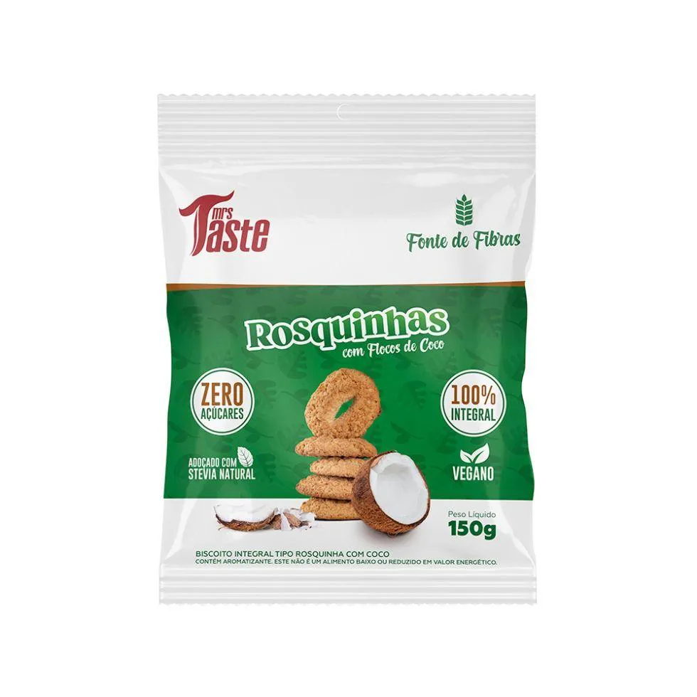 ROSQUINHAS VEGANAS (150G) - SABOR: FLOCOS DE COCO