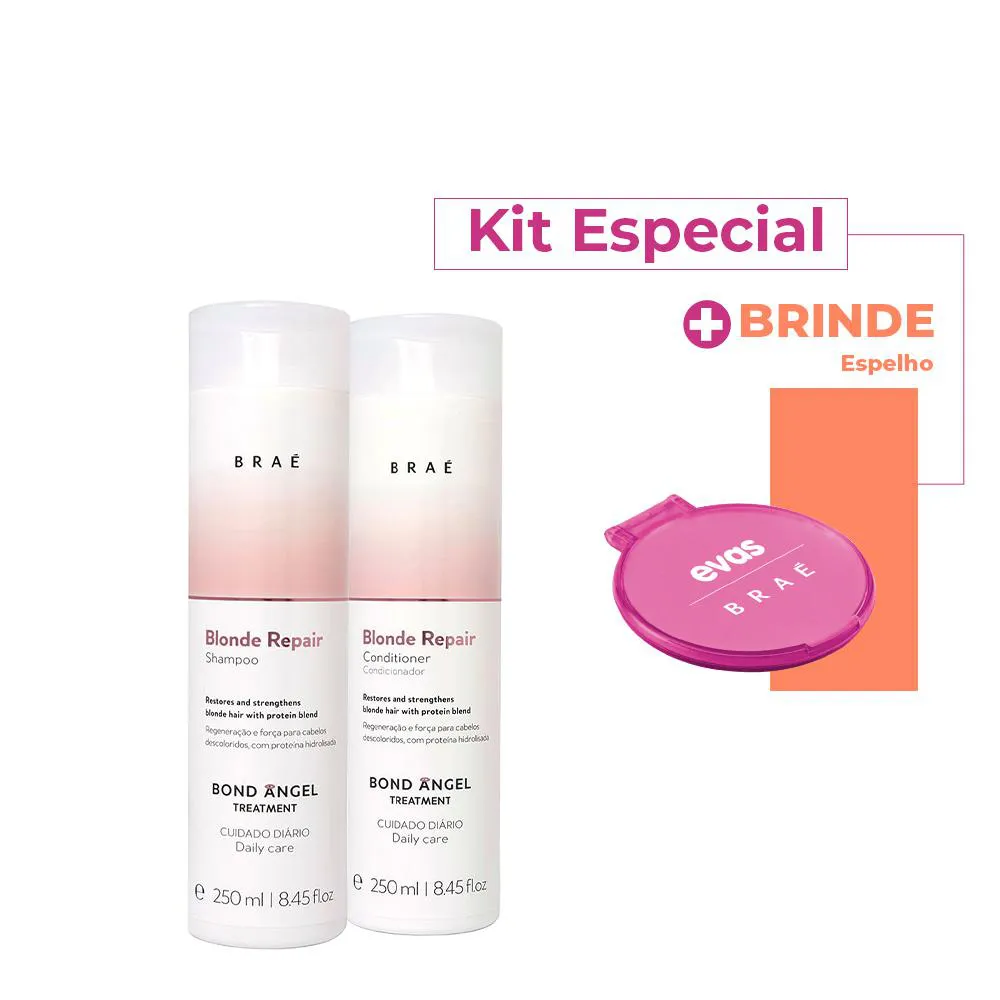 KIT BRAé BLOND REPAIR SHAMPOO CONDICIONADOR E ESPELHO COLAB (3 PRODUTOS)