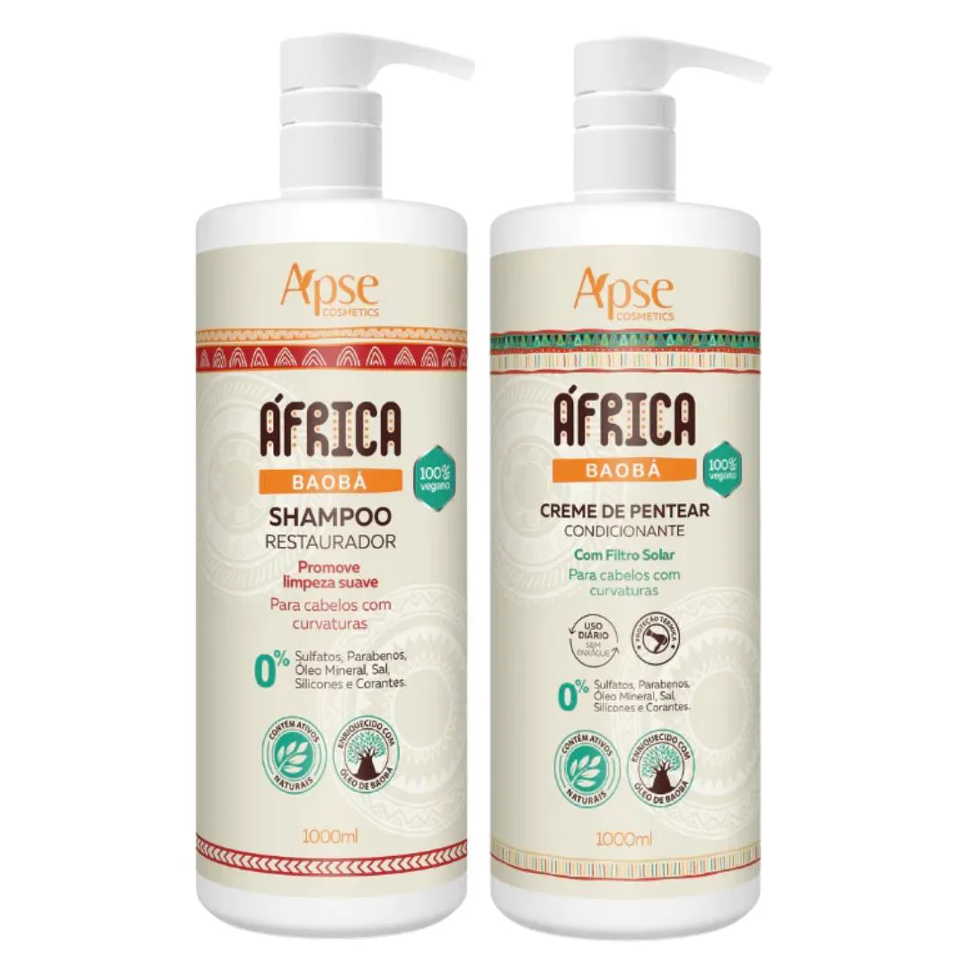 KIT APSE ÁFRICA BAOBá SHAMPOO E CREME PENTEAR 1L RESTAURADOR