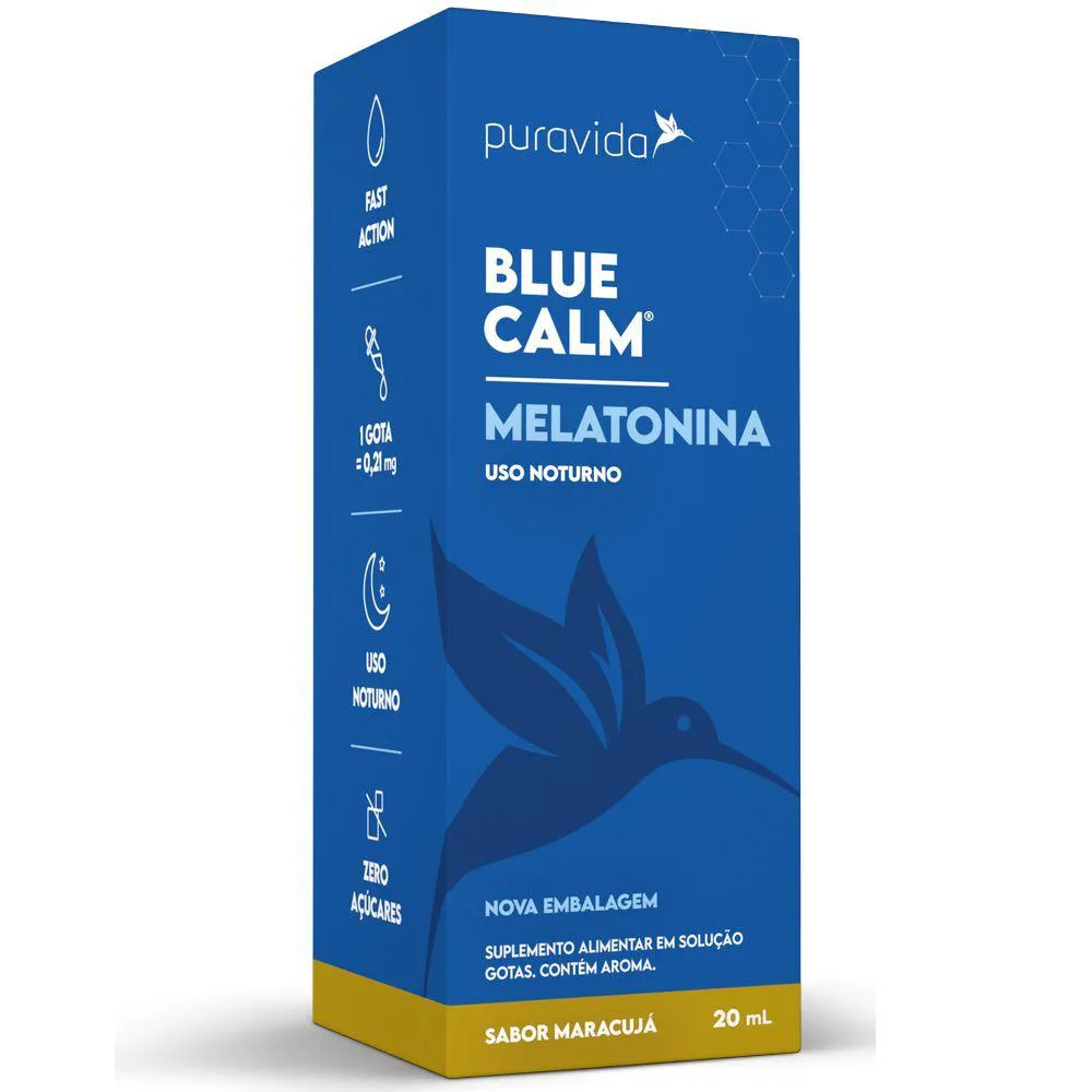 BLUE CALM MELATONINA EM GOTAS MARACUJá (20ML) - PURAVIDA