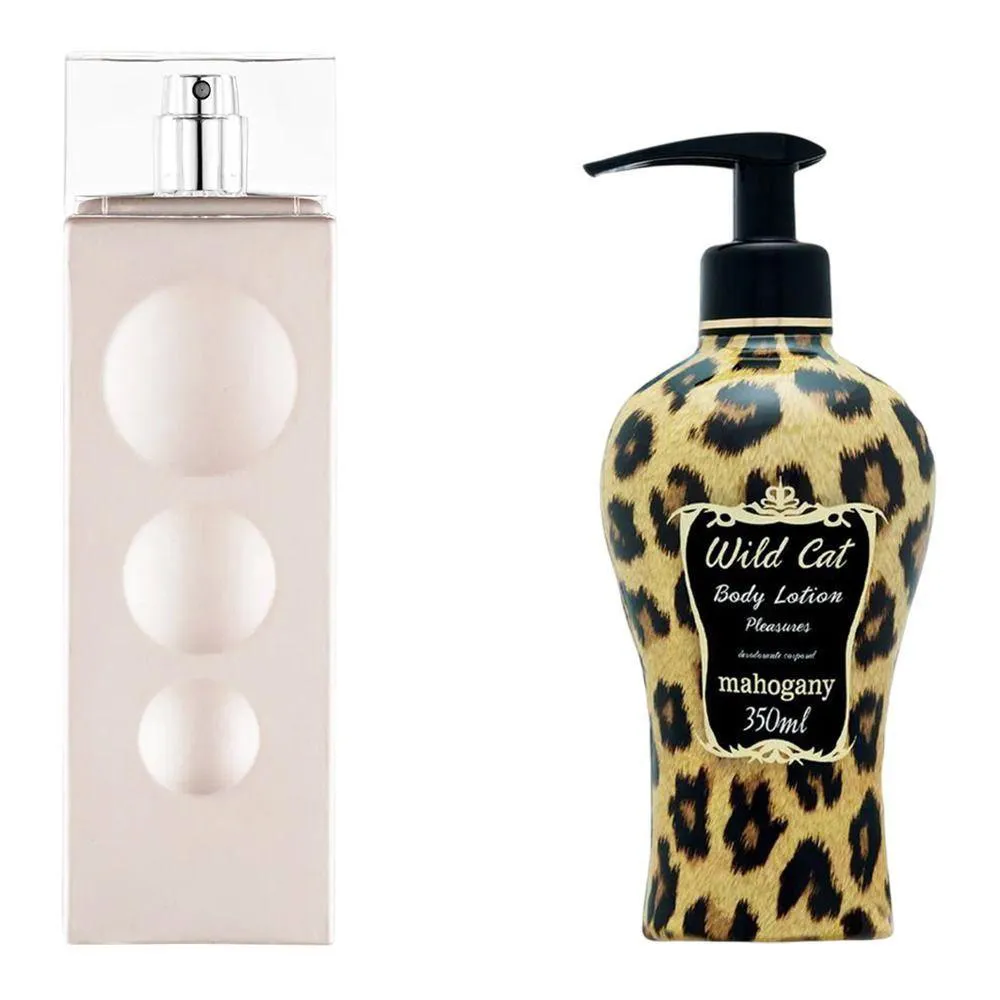 KIT FRAGRâNCIA MAKE ME FEVER OFF WHITE + HIDRATANTE WILD CAT MAHOGANY 350ML
