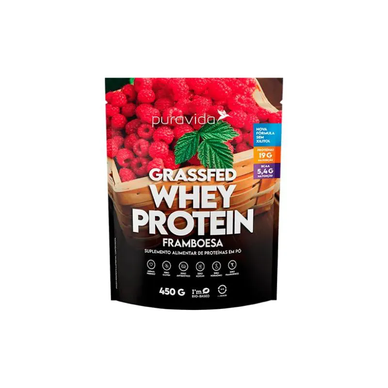 WHEY PROTEIN GRASSFED SABOR FRAMBOESA 450G PURAVIDA