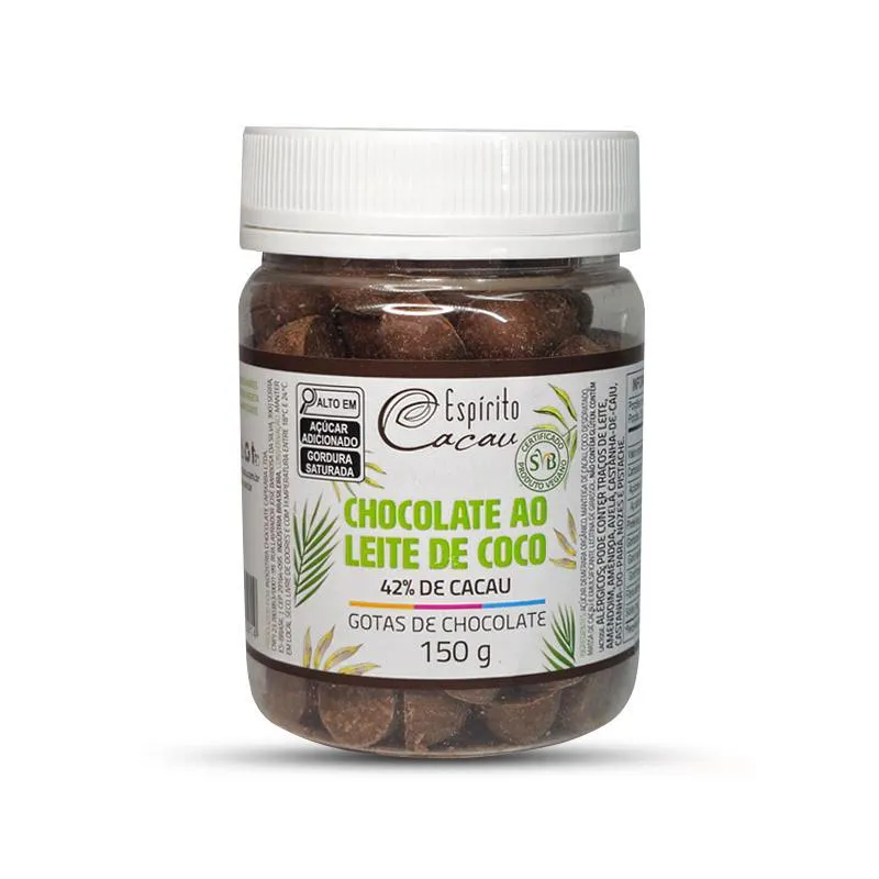 GOTAS DE CHOCOLATE 42% CACAU AO LEITE DE COCO - 150G