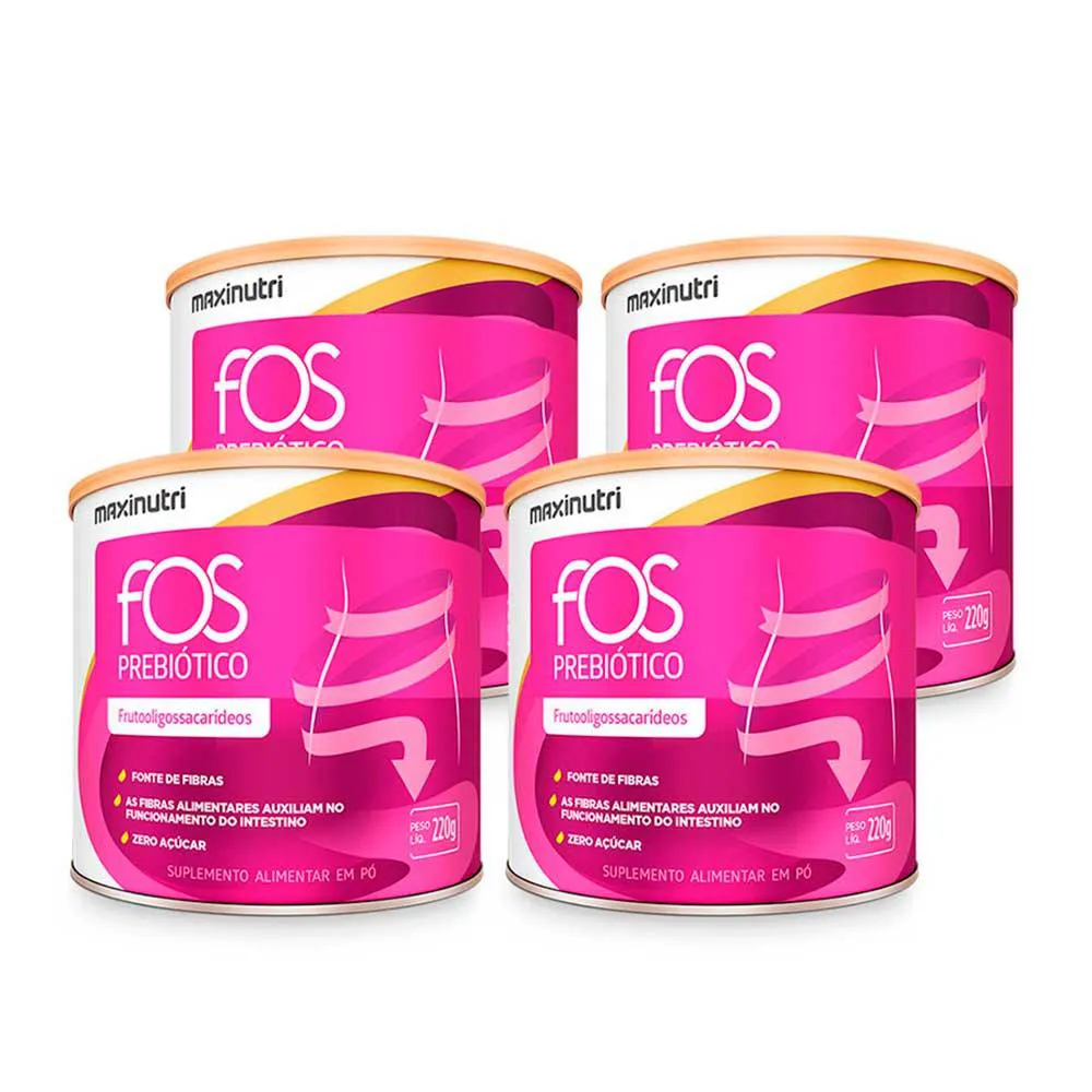 KIT 4 FOS PREBIóTICOS FIBRA REGULADORA INTESTINAL LATA MAXINUTRI