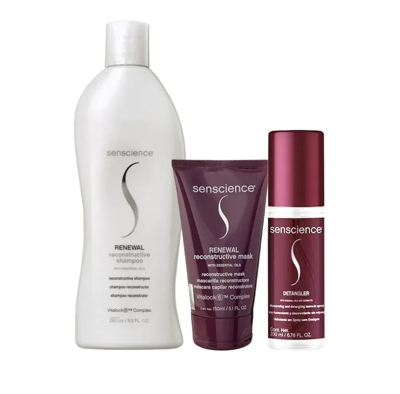 SENSCIENCE SHAMPOO + MáSCARA  RENEWAL  + DETANGLER