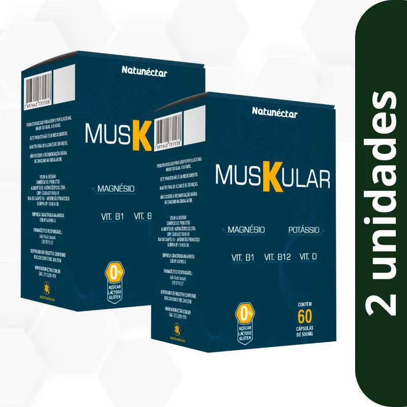 Kit Muskular Potássio, Vitamina D Vitamina B1 Vitamina B12 500mg Natunectar - 120 cápsulas