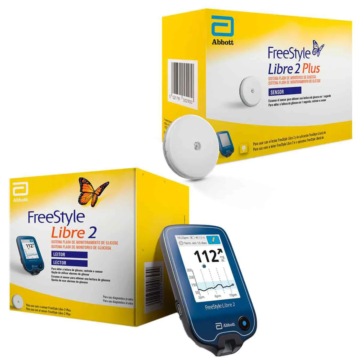 Freestyle Flash Kit Sensor + Leitor de Monitoramento de Glicose FreeStyle Libre 2 Plus ...
