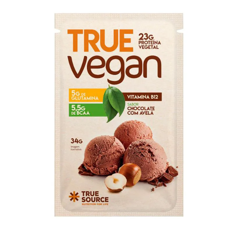 PROTEíNA VEGAN CHOCOLATE E AVELã TRUE SOURCE 32G