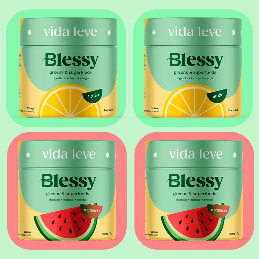 BLESSY GREENS - 4 POTES (2 LIMãO + 2 MELANCIA)