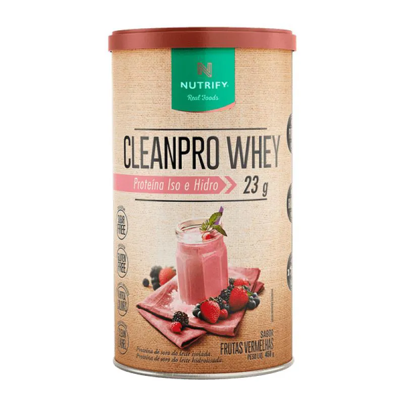 KIT 2X: CLEANPRO WHEY ISOLADO FRUTAS VERMELHAS NUTRIFY 450G