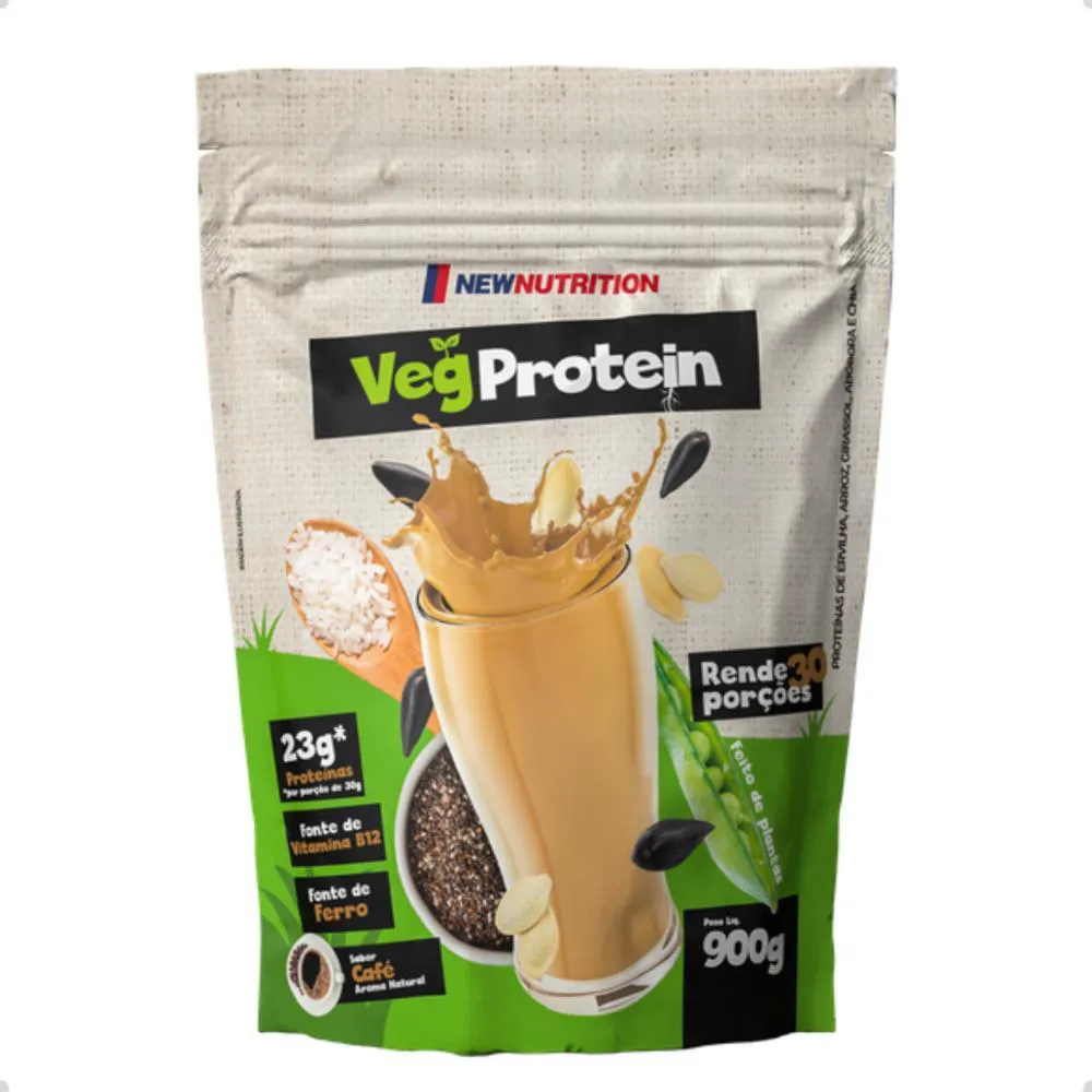 VEG PROTEIN PLANT FONTE DE FERRO E B12 NEW NUTRITION Café