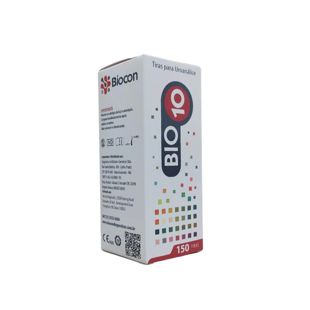 TIRA DE URINA/UROANALISE BIO10 - BIOCON - CAIXA COM 150 TESTES