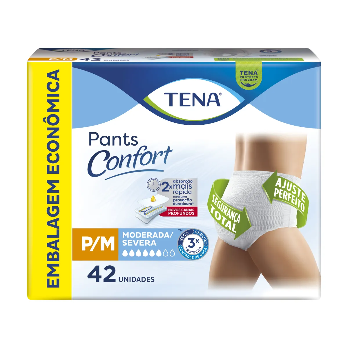 Roupa Íntima Descartável Tena Pants Confort P/M 42 unidades