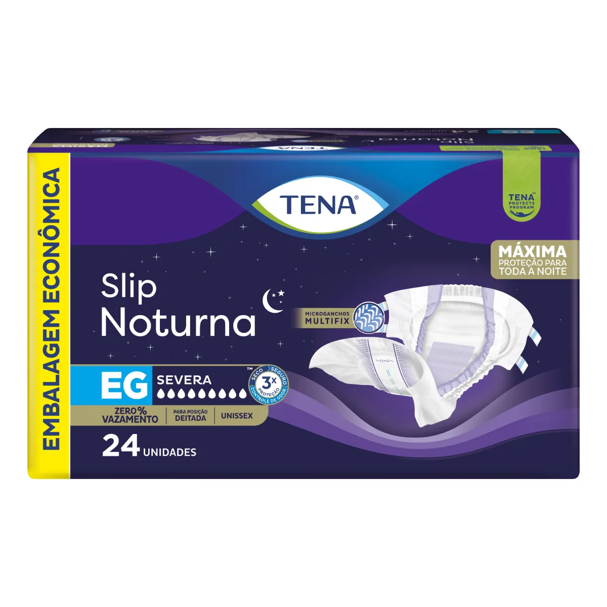 Fralda Geriátrica Tena Slip Noturna EG Unissex 24 Unidades