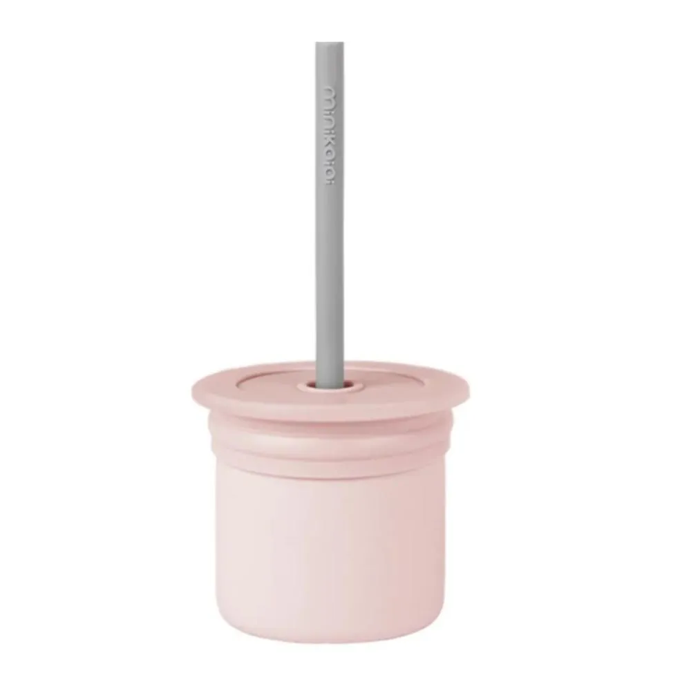 CONJUNTO COPO COM CANUDO + TAMPA SNACK  PINK E GREY - MINIKOIOI