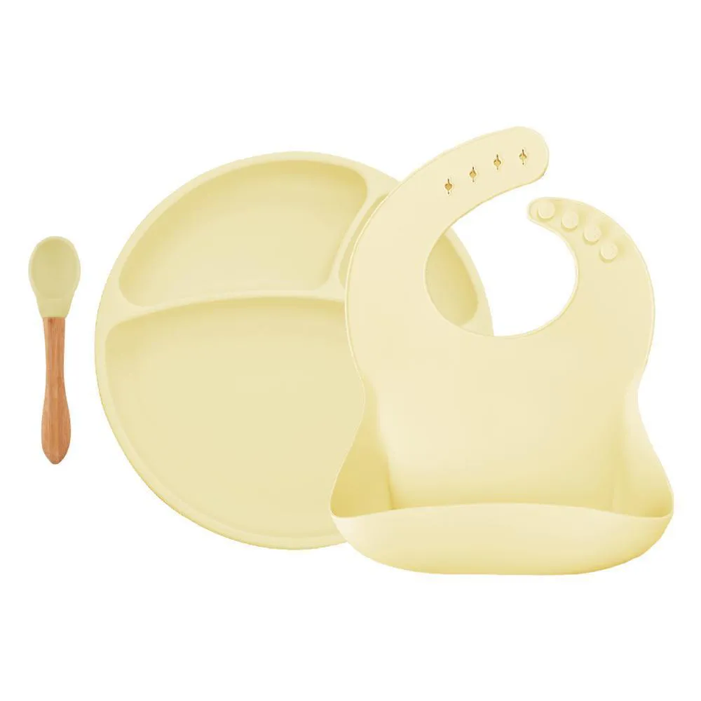 KIT DE ALIMENTAçãO SILICONE BLW SET 2 MELLOW YELLOW - MINIKOIOI